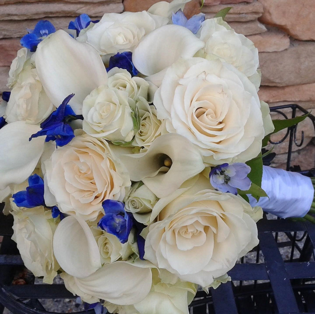 White and blue accent bouquet